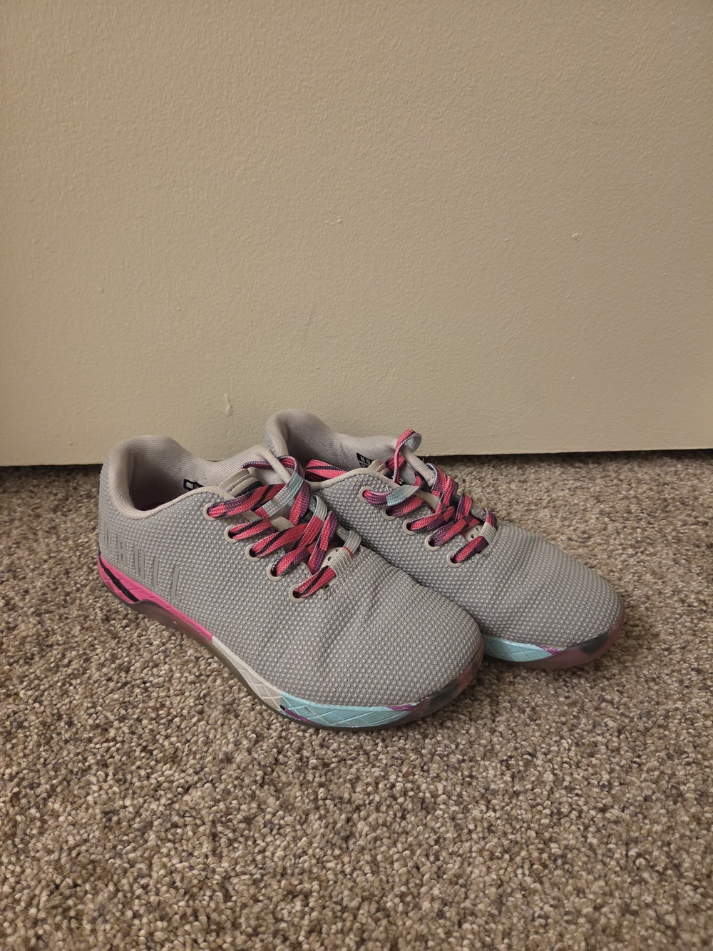 NOBULL Gray Training Shoes with Pink and Teal Accents